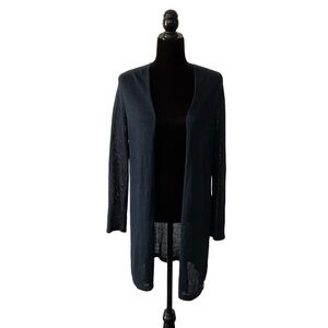 J. Jill Navy Blue Women's Open Cardigan Sweater Linen Rayon, size M